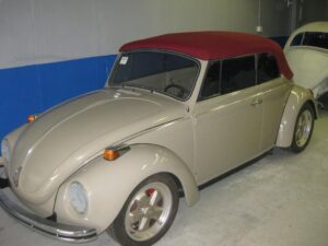 custom canvas top installed on this Volkswagen bug